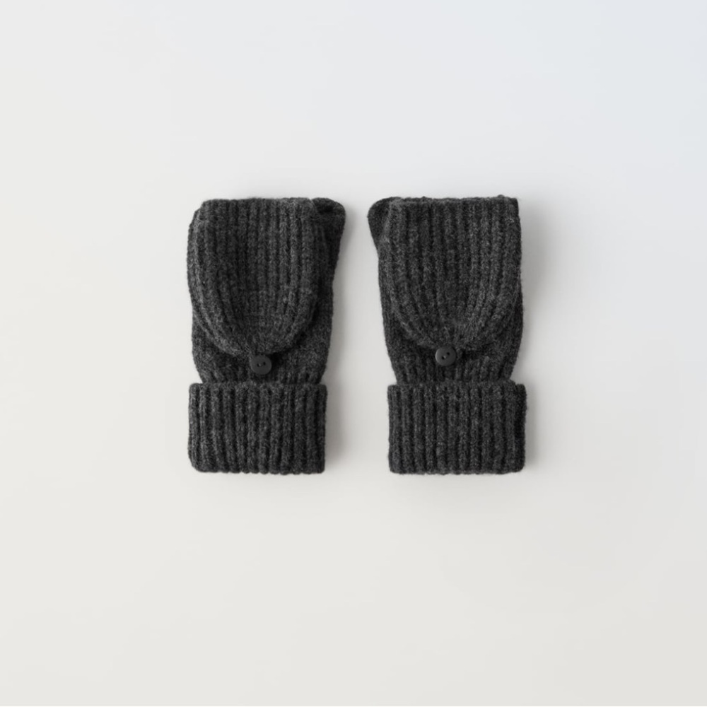 NWT Zara 10-14Y convertible ribbed knit mittens wool blend